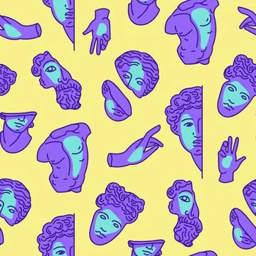 Seamless pattern v greek ancient sculpture statues Stock Illustration