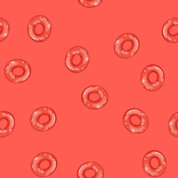 Seamless pattern vacation inflatable ring cartoon vector Stock Illustration