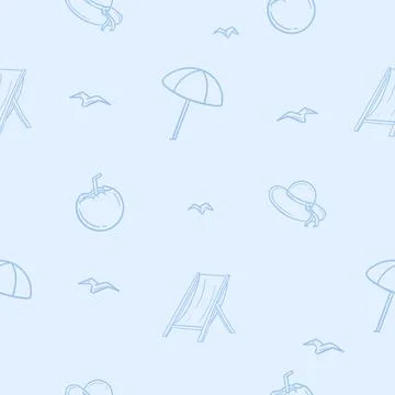Seamless pattern with vacation, travel, recreation Stock Illustration