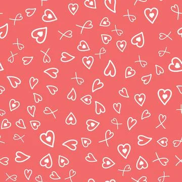 Seamless pattern, valentine card with white heart on pink illustration Stock Illustration