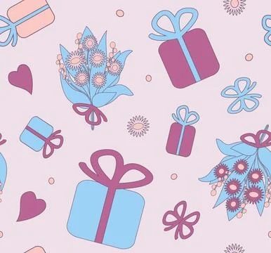 Seamless pattern for Valentine Day or Mother Day. Stock Illustration