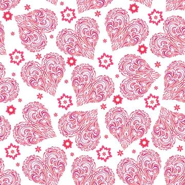 Seamless Pattern, Valentine Hearts Stock Illustration