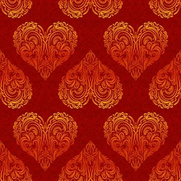 Seamless Pattern, Valentine Hearts Stock Illustration