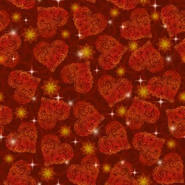 Seamless Pattern, Valentine Hearts Stock Illustration