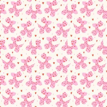 Seamless Pattern Valentine Pink Balloon Dog with Heart in Vibrant Pastel is.. Stock Illustration
