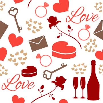 Seamless pattern for valentine s day or wedding day  Stock Illustration