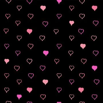 Seamless pattern Valentines day background, hand drawn heart shape doodles 库存插图