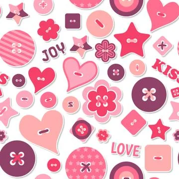 Seamless pattern on Valentines day with buttons Illustrazione stock