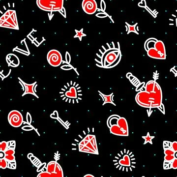 Seamless pattern on valentine's day with love symbols Stock Illustration