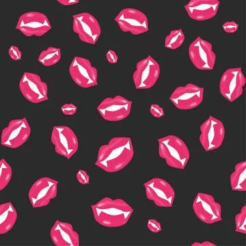 Seamless pattern with a vampire smile Stock Illustration
