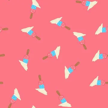 Seamless pattern vanilla fallen ice cream cartoon vector Stock Illustration