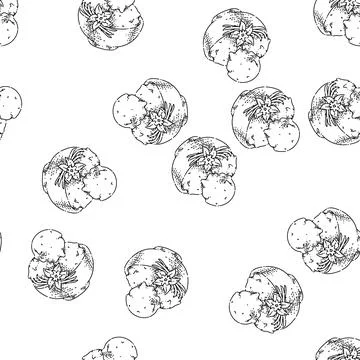 Seamless pattern vanilla ice cream sketch hand drawn Stock Illustration