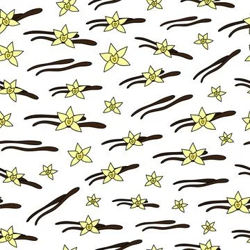 Seamless pattern with vanilla. Stock-Illustration