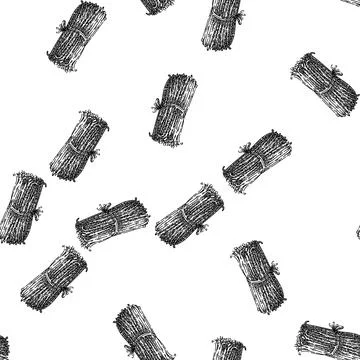 Seamless pattern vanilla stick sketch hand drawn Stock Illustration