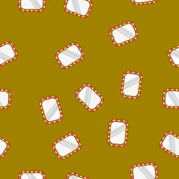 Seamless pattern vanity makeup mirror frame cartoon vector Stock Illustration