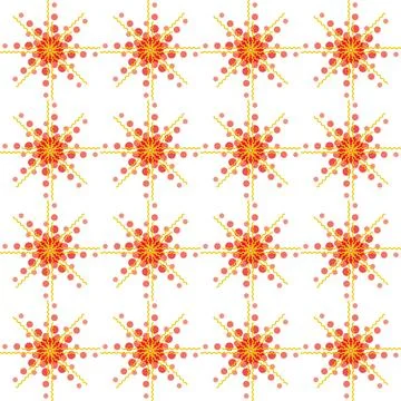 Seamless pattern with a variety of circles and curly lines united Stock Illustration