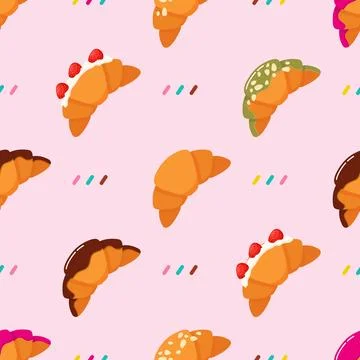 Seamless pattern of variety flavour croissant Stock Illustration