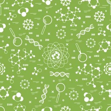 Seamless pattern with variety scientific, education elements. Illustrazione stock
