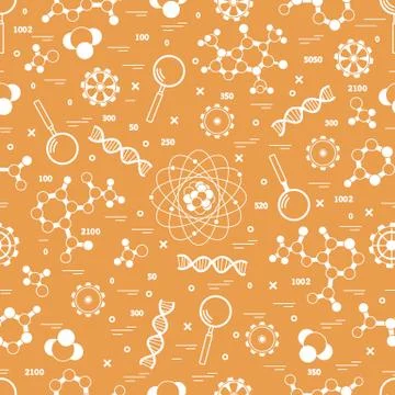 Seamless pattern with variety scientific, education elements. Illustrazione stock