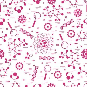 Seamless pattern with variety scientific, education elements. イラスト素材