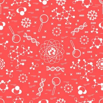 Seamless pattern with variety scientific, education elements. 库存插图