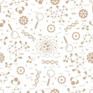 Seamless pattern with variety scientific, education elements. Illustrazione stock