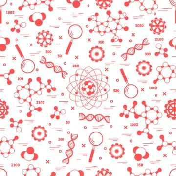 Seamless pattern with variety scientific, education elements. 스톡 일러스트