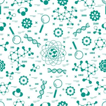Seamless pattern with variety scientific, education elements. Illustrazione stock