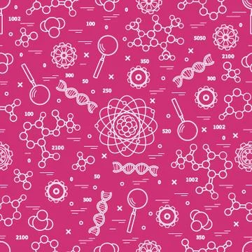 Seamless pattern with variety scientific, education elements. イラスト素材