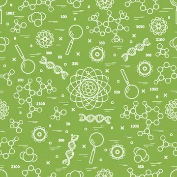 Seamless pattern with variety scientific, education elements. 스톡 일러스트