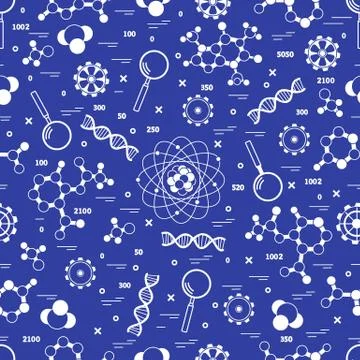 Seamless pattern with variety scientific, education elements. イラスト素材