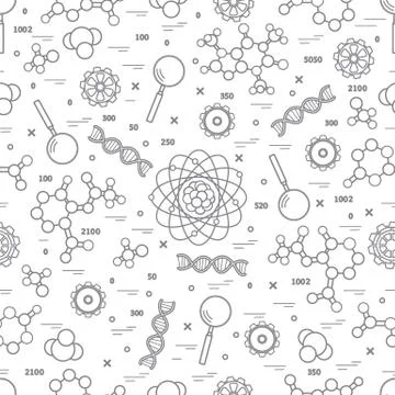 Seamless pattern with variety scientific, education elements. イラスト素材