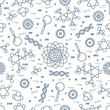 Seamless pattern with variety scientific, education elements. Illustrazione stock