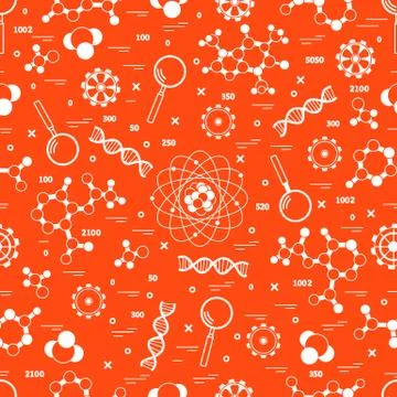 Seamless pattern with variety scientific, education elements. Illustrazione stock