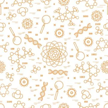 Seamless pattern with variety scientific, education elements. イラスト素材
