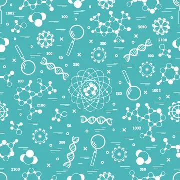 Seamless pattern with variety scientific, education elements. 库存插图
