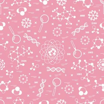 Seamless pattern with variety scientific, education elements. Illustrazione stock