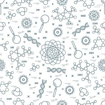 Seamless pattern with variety scientific, education elements. イラスト素材
