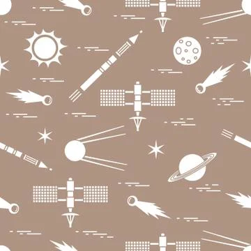 Seamless pattern with variety space exploration elements. Stockillustratie