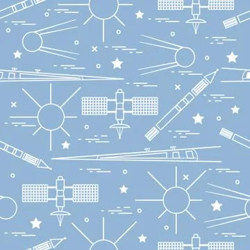 Seamless pattern with variety space exploration elements. イラスト素材