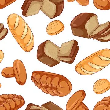 Seamless pattern various breads イラスト素材