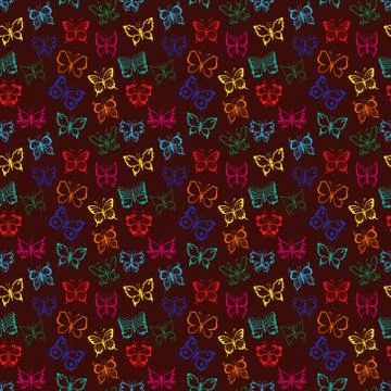 Seamless pattern with various butterflies Stock Illustration