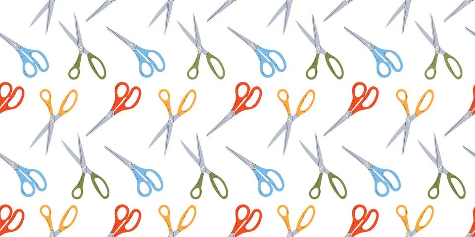 Seamless pattern with various colorful scissors Stockillustratie