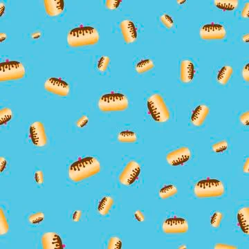 Seamless pattern with various donuts for jewish holiday Hanukkah. Stock Illustration