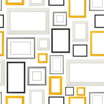 Seamless pattern of various frames for pictures and photos on wall 스톡 일러스트