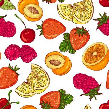 Seamless pattern various fruits Stock Illustration