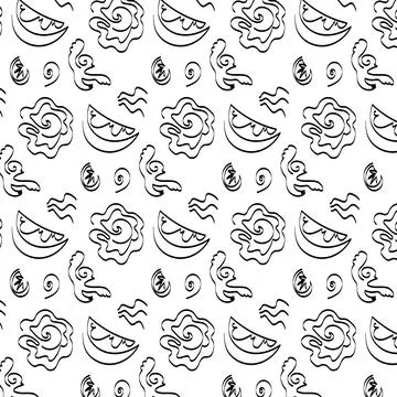 Seamless pattern, various geometric shapes on a white background - Vector Stock Illustration