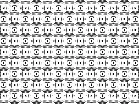 Seamless pattern with various geometric shapes of black lines on a white back Stock Illustration