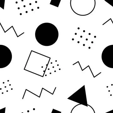 Seamless pattern, various geometric shapes on a white background - Vector ... Stock Photos