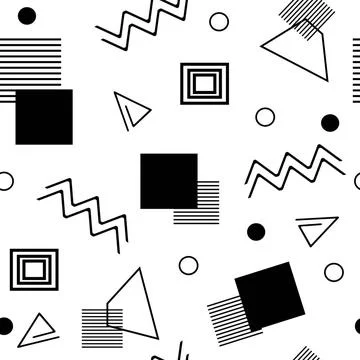 Seamless pattern, various geometric shapes on a white background - Vector ... Stock Photos